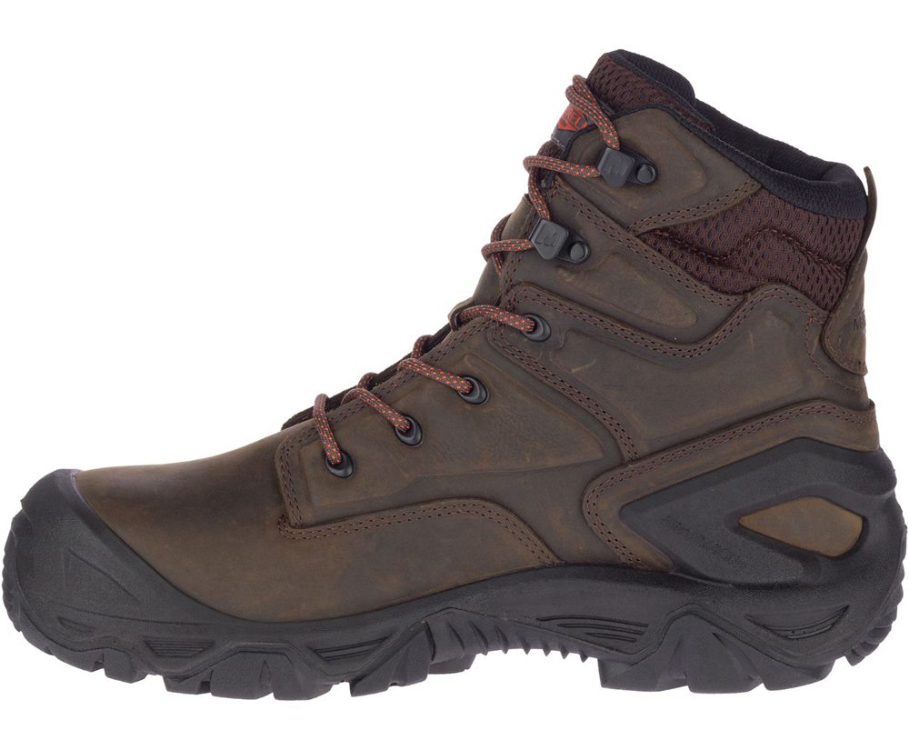 Kozaki Merrell Męskie Brązowe - Strongfield Skórzane X 7\" Waterproof Comp Toe - 613084-BPZ